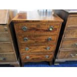 A small flame mahogany chest of drawers 31in high
