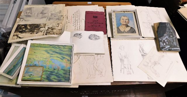 A quantity of sketches & works by artist Nesta Jar
