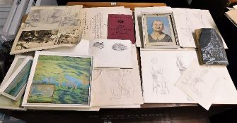 A quantity of sketches & works by artist Nesta Jar