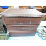 Three faux leather card haberdashery store boxes