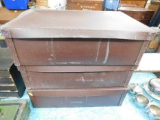 Three faux leather card haberdashery store boxes