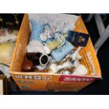 A box of mixed ceramics & sundry items