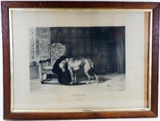 An oak framed Bruton Riviere print titled The Empt