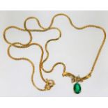 A 14ct gold South American emerald & diamond neckl