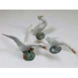 Three Lladro geese