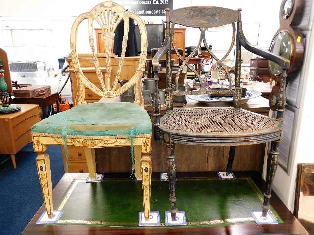 Two 19thC. decorated chairs, some faults