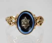 A 19thC. 9ct gold ring with hardstone setting & ce