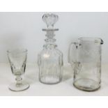 A 19thC. ring necked decanter, a Victorian lemonad
