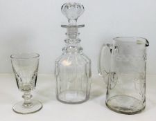 A 19thC. ring necked decanter, a Victorian lemonad