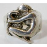 A silver ring depicting nude 12.6g size N/O