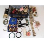 A quantity of costume jewellery including a silver