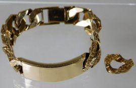 A 9ct gold identity bracelet with spare link 86.2g