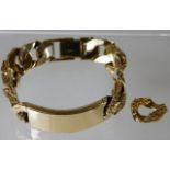 A 9ct gold identity bracelet with spare link 86.2g