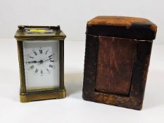 A brass cased Victorian carriage clock