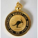 An Australian .9999 gold nugget pendant 3.6g