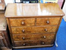 A Victorian chest of drawer with oak top & walnut