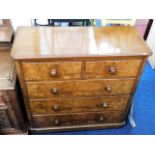 A Victorian chest of drawer with oak top & walnut