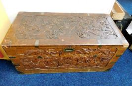 A brass bound Chinese chest