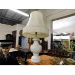 A large ceramic lamp