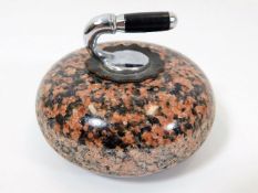 A miniature Scottish granite curling stone paperwe