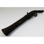 A 19thC. Turkish flintlock blunderbuss style pistol