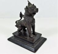 A c.1900 mounted bronze Chinese foo dog 6.5in tall
