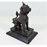 A c.1900 mounted bronze Chinese foo dog 6.5in tall