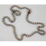 A south sea style pearl necklace mounted with 9ct