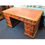 A Victorian mahogany pedestal desk 52.5in wide