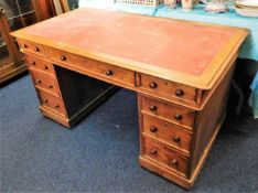 A Victorian mahogany pedestal desk 52.5in wide