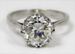 A platinum diamond solitaire ring set with approx.