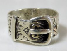 A silver belt buckle ring 5.7g size N/O