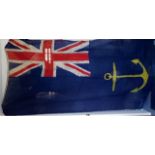 A large Admiralty blue ensign with horizontal nava