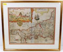 A 16thC. William Kip map of Cornwall image size 14