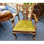A mahogany Chippendale style chair
