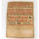 A needlework sampler by Tideford National School,