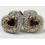 A pair of 9ct gold diamond & sapphire earrings 2.5