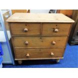 A low level Victorian pine chest of drawers 32.5in