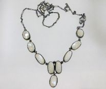 A white metal moonstone necklace