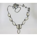 A white metal moonstone necklace