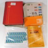 Four stamp albums, some loose sheets including Con