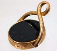 A Victorian 15ct gold Albert chain fob with bloods