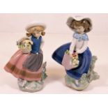 Two Lladro figures of flower collectors, one with