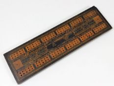 A Victorian Tunbridge Ware style cribbage board