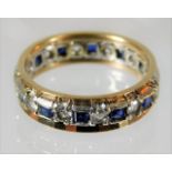 A 9ct gold ring set with sapphire & paste 4.1g siz