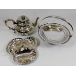 A large Victorian silver plated teapot & other ant