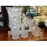 A large antique cut glass vase, minor faults, two