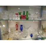 A quantity of glasswares, contents of two shelves