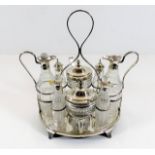 An eight piece John Gold Georgian silver cruet wit