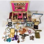 A decorative jewellery box & a quantity of costume